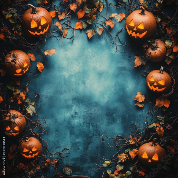 Fototapeta halloween background with pumpkins, Generative AI	
