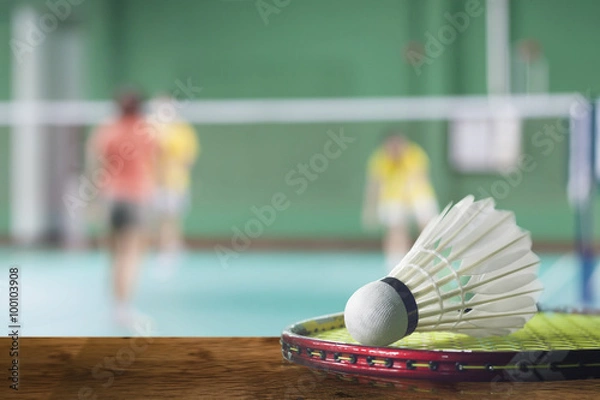 Fototapeta badminton - badminton courts with players competing
