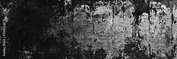 Fototapeta A surface covered in a blend of deep black and gray tones shows signs of wear and age, creating a textured backdrop with an intriguing rustic character