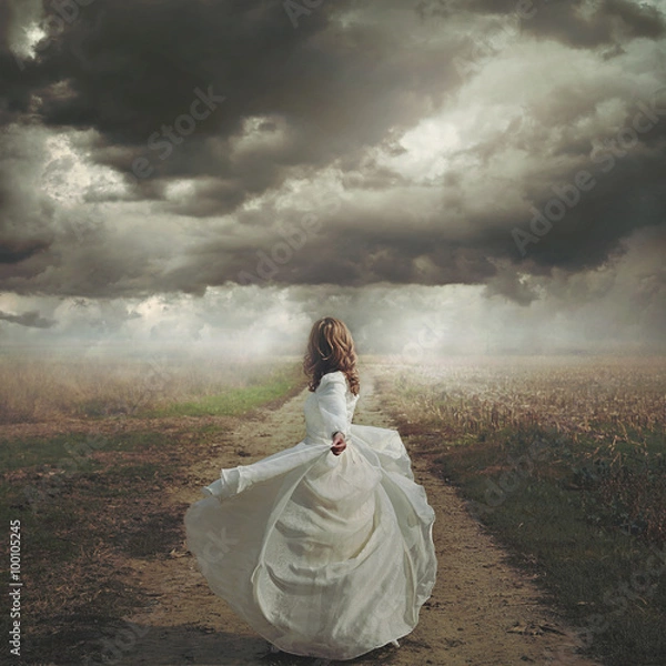 Obraz Woman dancing in desolate road