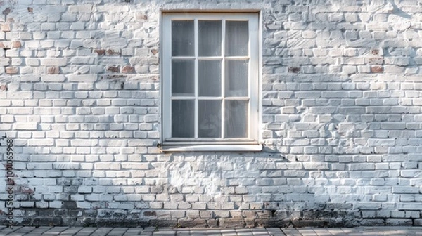 Fototapeta Gray Wall With Bricked In Widows