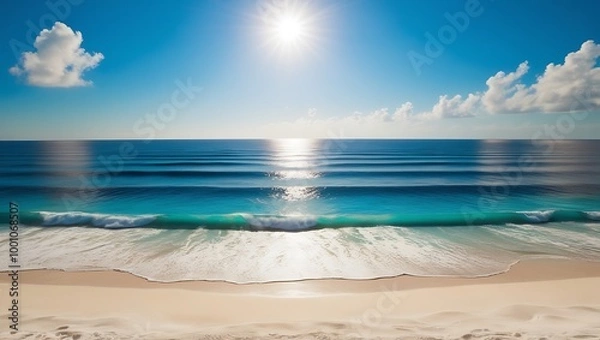 Fototapeta Imagine a breathtaking ocean landscape with towering, turbulent waves aggressively crashing against rugged, weathered rocky cliffs, sending foamy spray high into the air