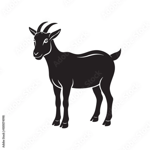 Fototapeta goat silhouette vector, black and white silhouette, vector and illustration