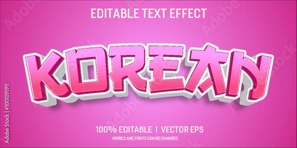 Fototapeta editable korean vector text effect with modern style design