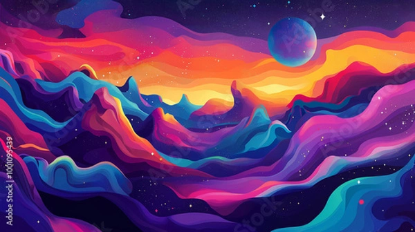 Obraz Abstract Colorful Background. Psychedelic Space Illustration. 