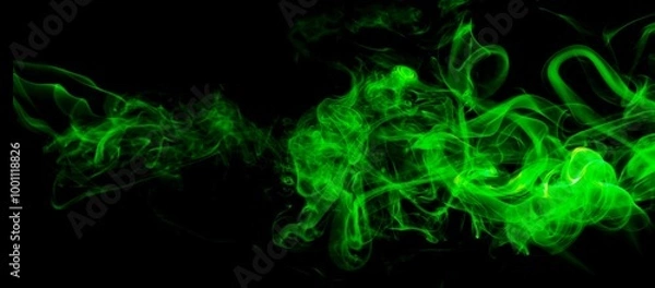 Obraz green smoke abstract with black background illustration 