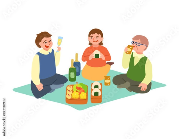 Obraz 外で宴会をする人々のイラスト