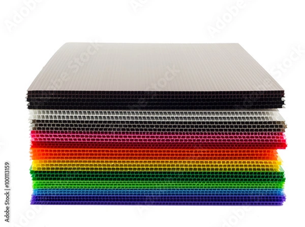 Obraz Stack of colorful  corrugated plastic sheets