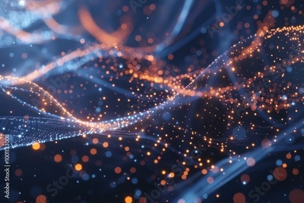 Fototapeta Abstract Network of Digital Connections and Glowing Particles in a Futuristic Design






