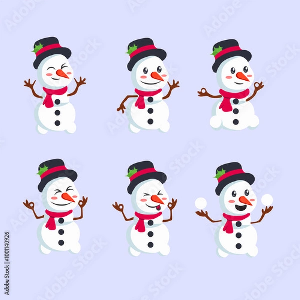 Obraz set of collection snowman in christmas for elements, clipart and sticker