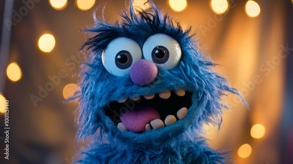 Fototapeta Happy Blue Puppet Character
