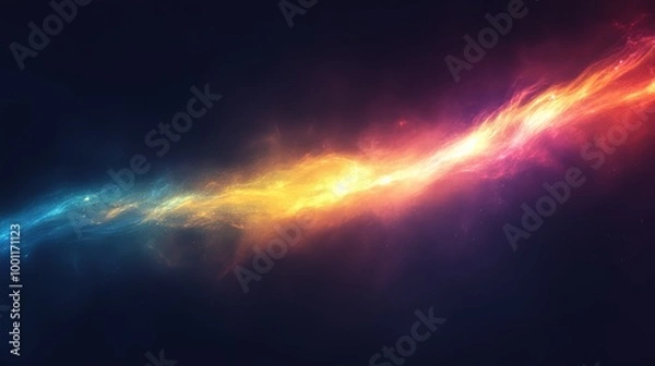 Fototapeta Vertical colorful electric line on black background with high contrast lighting