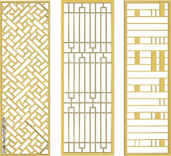 Obraz Vector sketch illustration of traditional ethnic vintage classic partition door backdrop design