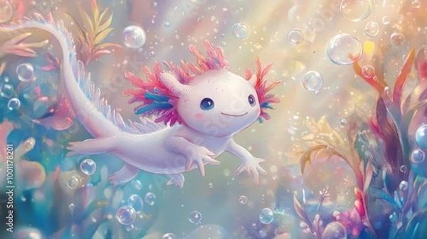 Fototapeta Magical Axolotl Underwater