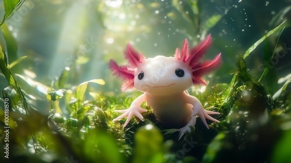 Fototapeta Enchanting Axolotl in Aquatic Habitat