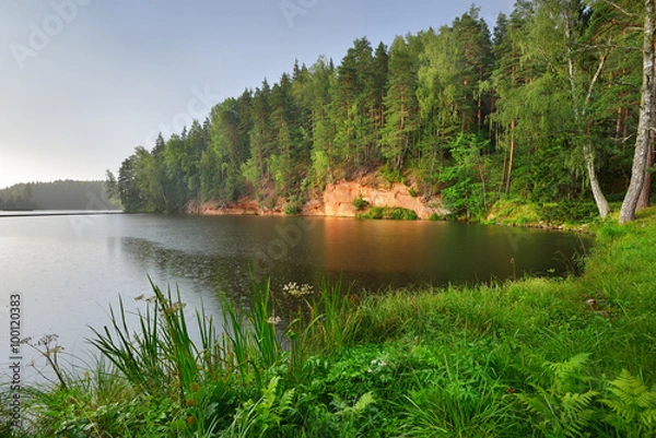 Obraz Sandstone cliffs in Gauja national park, Latvia
