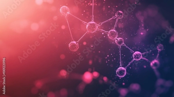 Obraz Colorful abstract representation of molecular structures and chemical arrangements in a digital format. Generative AI