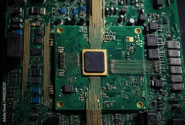 Obraz green electronic circuit board