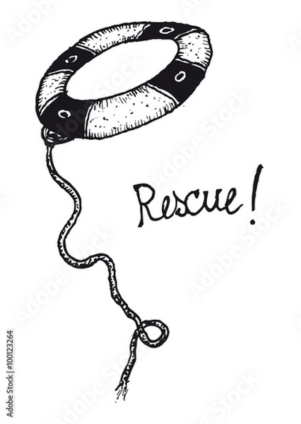 Fototapeta Hand drawn life preserver icon