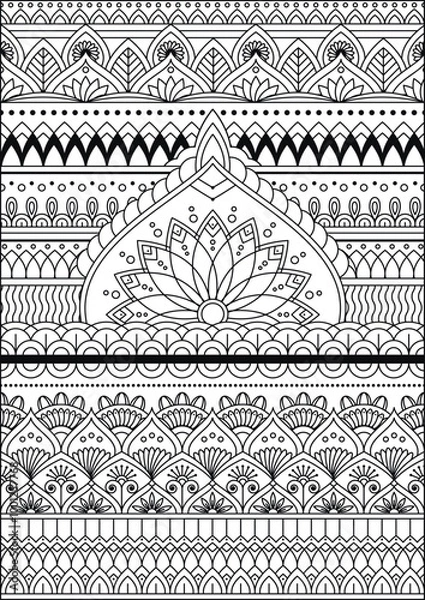 Obraz Coloring book page. Colorless pattern with abstract elements.