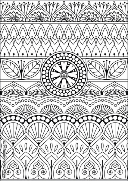 Obraz Coloring book page. Colorless pattern with abstract elements.