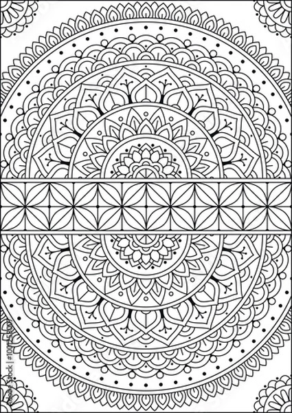 Obraz Coloring book page. Colorless pattern with abstract elements.