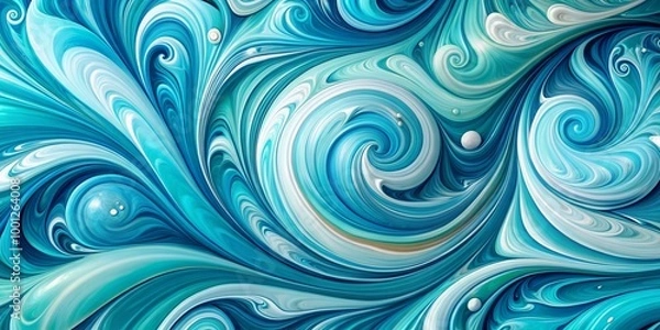 Fototapeta Vibrant abstract swirling patterns of turquoise, blue, and white hues create a mesmerizing high-definition background