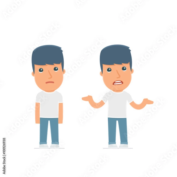 Fototapeta Сonfused  Character Activist in ignorance and does not know wha