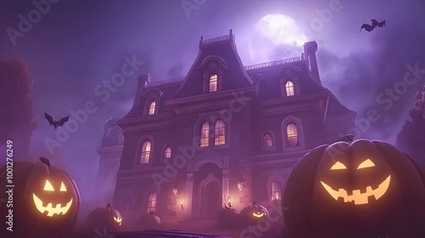 Fototapeta an old castle with Halloween decorations