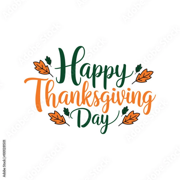 Fototapeta Happy Thanksgiving day typography vector design with white background