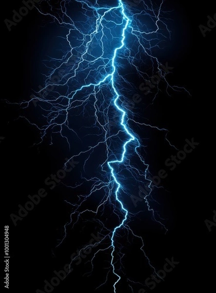 Obraz blue lightning bolt on a black background