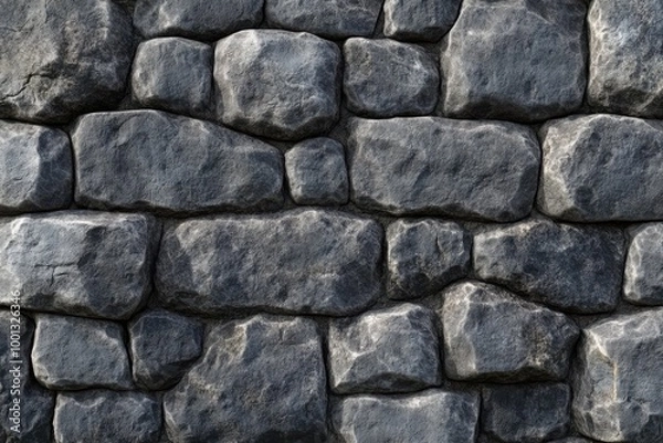 Fototapeta Dark gray stone wall background with an aged texture