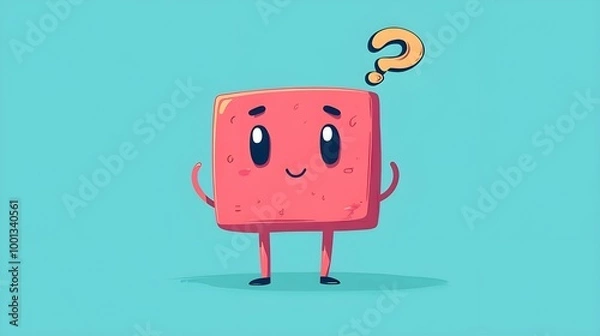 Fototapeta Curious flat character showing surprise with question mark