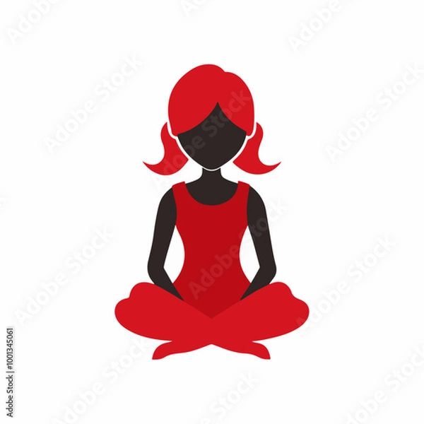 Obraz Stylized Girl Meditating of Life with Heart and Falling Leaves