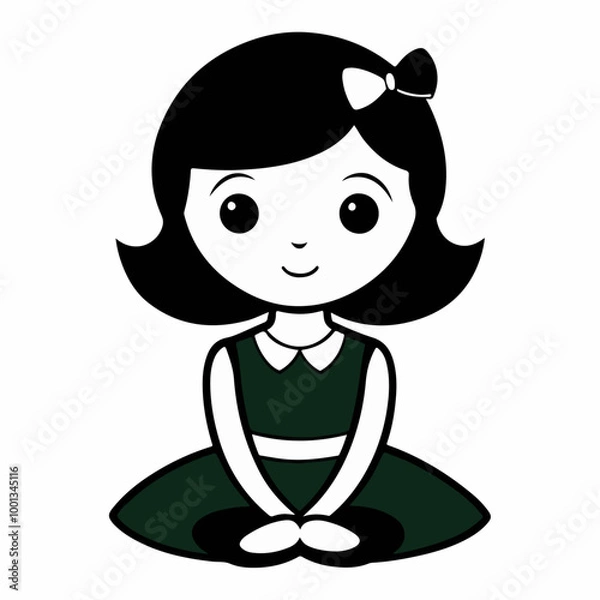 Obraz Stylized Girl Meditating of Life with Heart and Falling Leaves