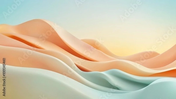Fototapeta Abstract Wavy Landscape in Soft Warm Colors