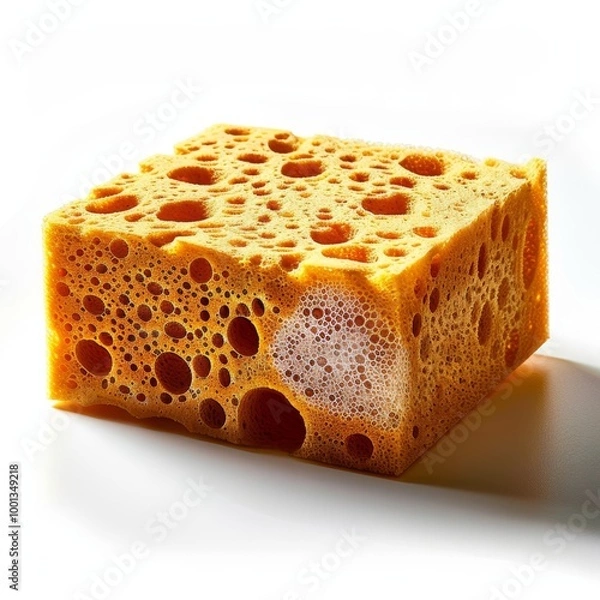 Fototapeta  Photograph of a cleaning sponge, durable and absorbent, isolated on a white background