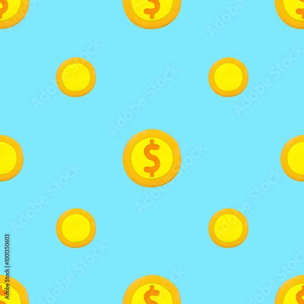 Obraz Golden Dollar money coin Concept investment growth , business , finance , made from plasticine sculpture technic , Textile or Wrapping paper Art