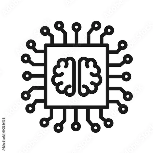 Fototapeta AI - line icon with editable stroke. Simple outline artificial intelligence symbol. Vector illustration
