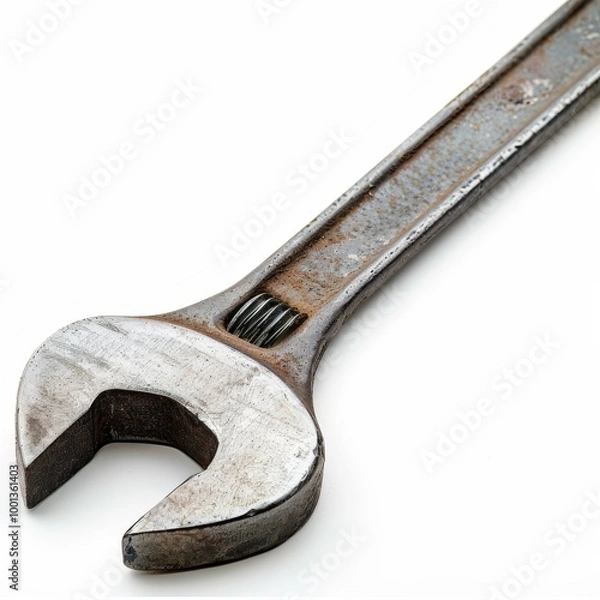 Fototapeta Photograph of a wrench, for bolts and fittings, isolated on a white background