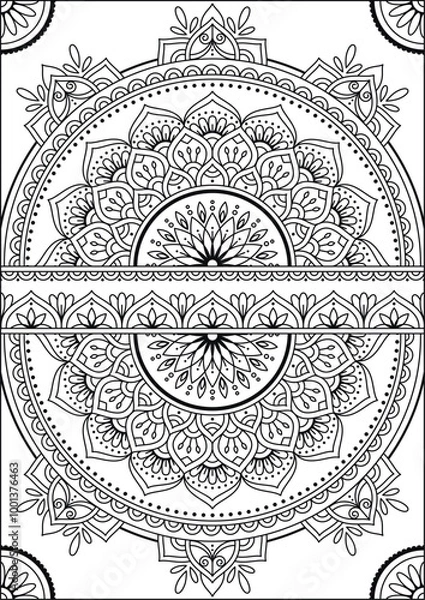 Obraz Coloring book page. Colorless pattern with abstract elements. Coloring for adults.