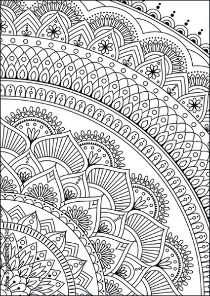 Obraz Coloring book page. Colorless pattern with abstract elements. Coloring for adults.