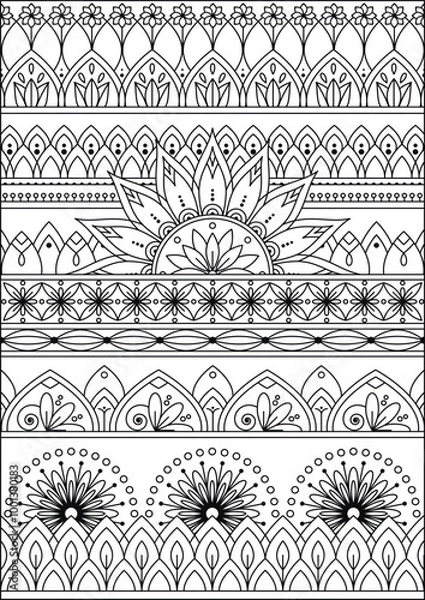 Obraz Coloring book page. Colorless pattern with abstract elements. Coloring for adults.