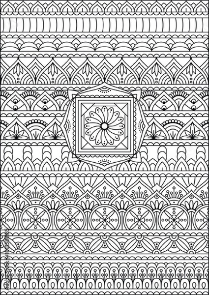 Obraz Coloring book page. Colorless pattern with abstract elements. Coloring for adults.