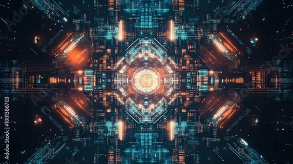 Obraz Creative graphics pattern art with a focus on abstract technology themes and detailed patterns. Ideal for contemporary digital and tech-oriented visuals