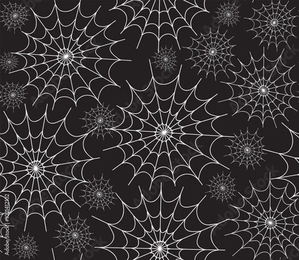 Fototapeta Decorative Halloween vector seamless pattern with spiders web
