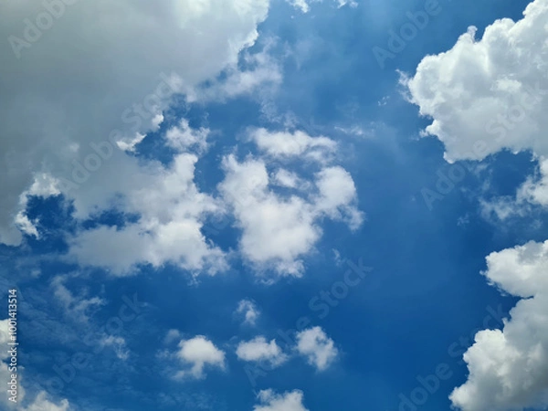 Fototapeta White cloud on blue sky background