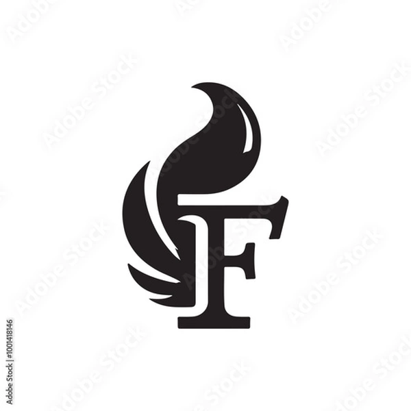 Fototapeta Stylish Simple Letter F Logo Featuring Flames: A Versatile Design for Businesses in Hospitality, Food, and Entertainment Seeking a Memorable Branding Identity