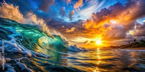 Obraz Conceptual image representing the phrase boil the ocean with a vast ocean and boiling water effect