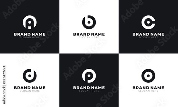 Fototapeta Letters ABCDPO Vector Logos. Set of Six Monogram Logos